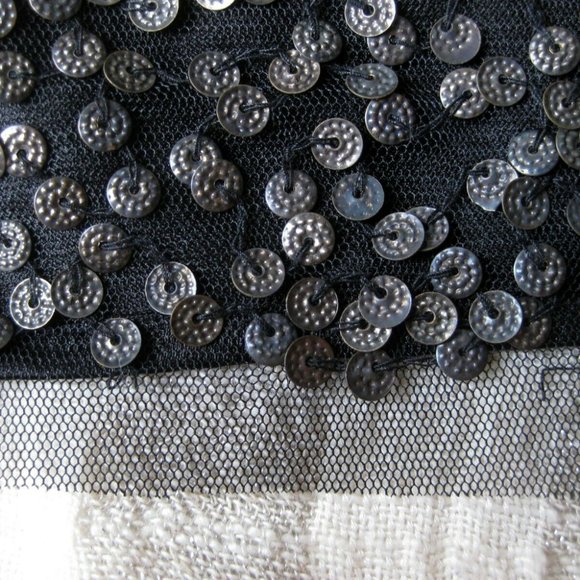 GRYPHON NEW YORK BLACK PEWTER GRAY METAL SEQUIN MESH OVERLAY MINISKIRT XS - Picture 3 of 4